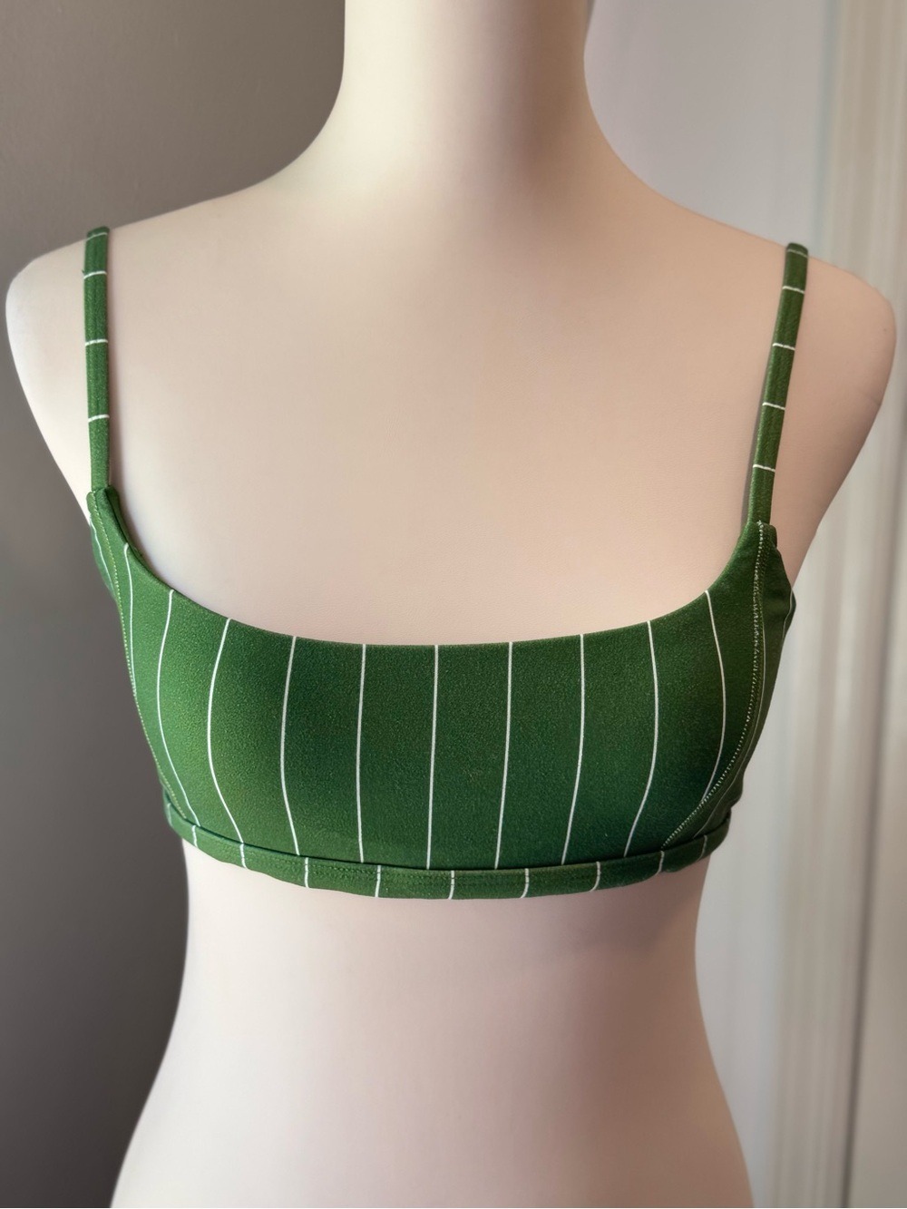 WEWOREWHAT | Green/White Pinstripe Cami Bra Top | Size Small